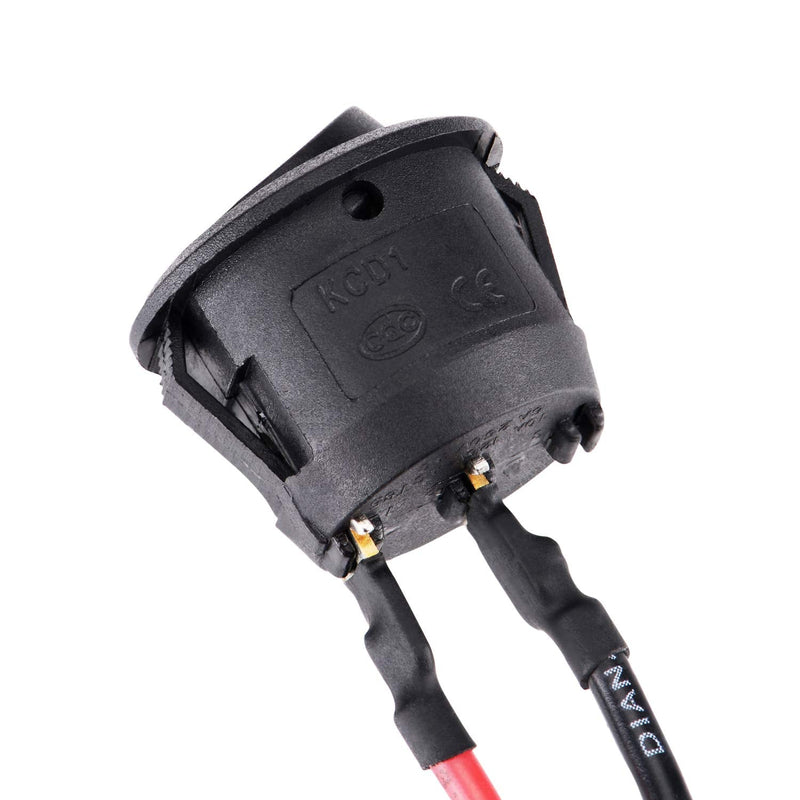 [Australia - AusPower] - 10PCS Solder SPST On/Off Mini Boat Rocker Switch AC 6A/250V 10A/125V 2Pin Toggle SPST Switch Snap with Lines (Round) Round 