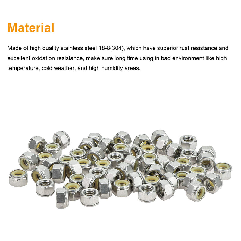 [Australia - AusPower] - Powlankou 60 Pieces 5/16"-18 Nylon Insert Hex Lock Nuts, 304 Stainless Steel 