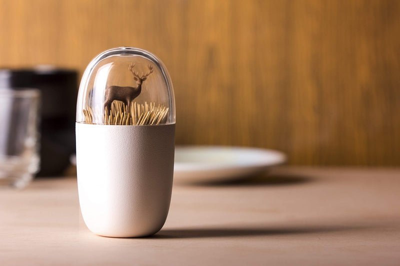 [Australia - AusPower] - Deer Meadow Toothpick Holder by Qualy Design. Brown Color. Unique Home Design Decoration. Unusual Gift. 