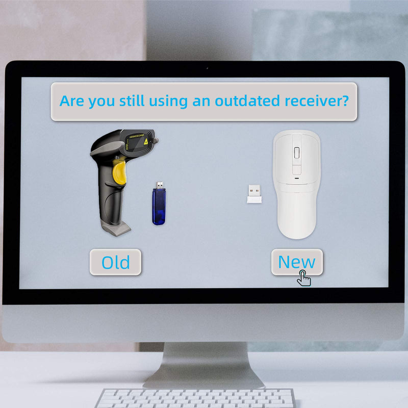 [Australia - AusPower] - Barcode Scanner, THARO Wireless Mouse Scanner, M3 2D Wireless Barcode Scanner Read 1D&2D Codes with Mouse Functions (White) White 