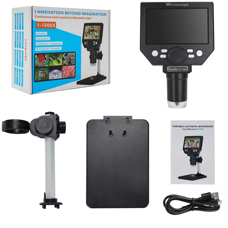 [Australia - AusPower] - Koolertron 4.3 inch LCD Digital USB Microscope,8MP 1-1000X Magnification Handheld Digital Microscope Camera,8 LED Light,Rechargeable Battery LCD Microscope for Circuit Board Repair Soldering PCB Coins 49-A 