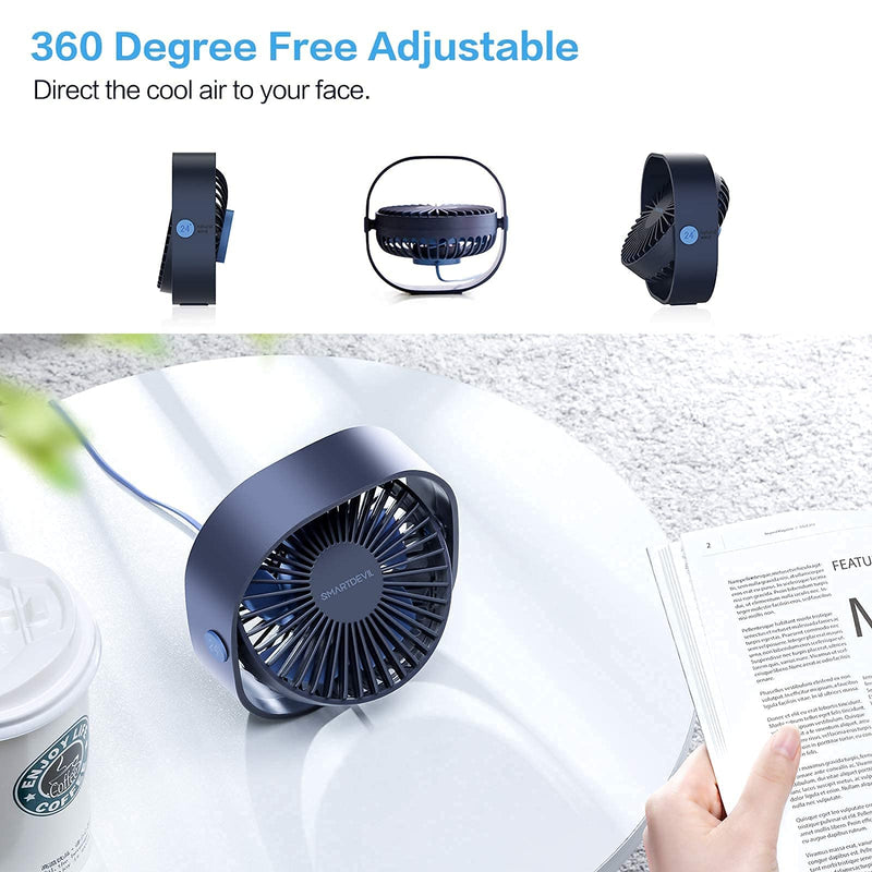 [Australia - AusPower] - SmartDevil 2 Pack Fans Bundle,Handheld Fan and Small Personal USB Desk Fan Combine,Mini Personal Fan with 1200mAh Rechargeable Battery,Strong Wind,Quiet Operation For Home,Travel,Office,Camping 