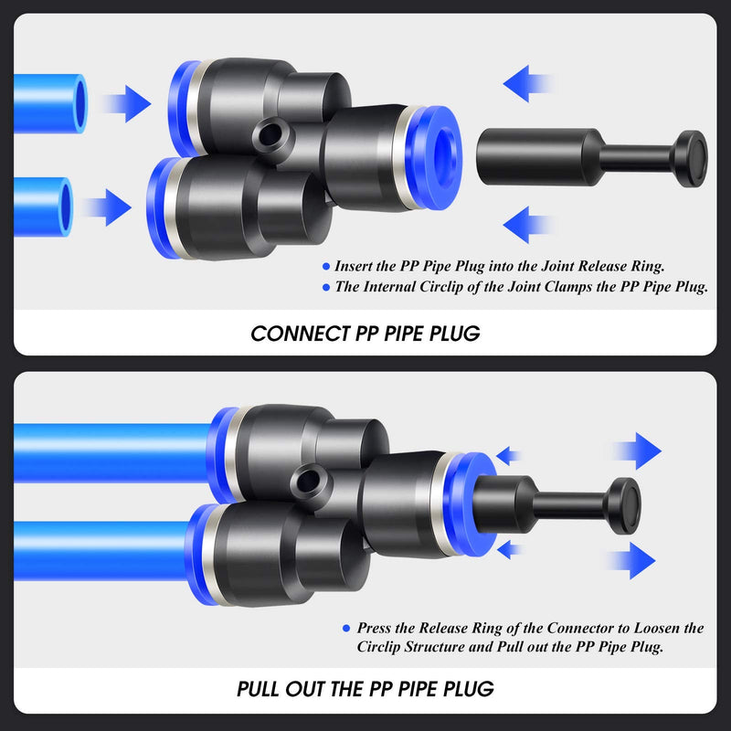 [Australia - AusPower] - TAILONZ PNEUMATIC 1/4 Inch Push-to-Connect Fitting Plug Pbt Resin PP-1/4(Pack of 20) 1/4"OD 