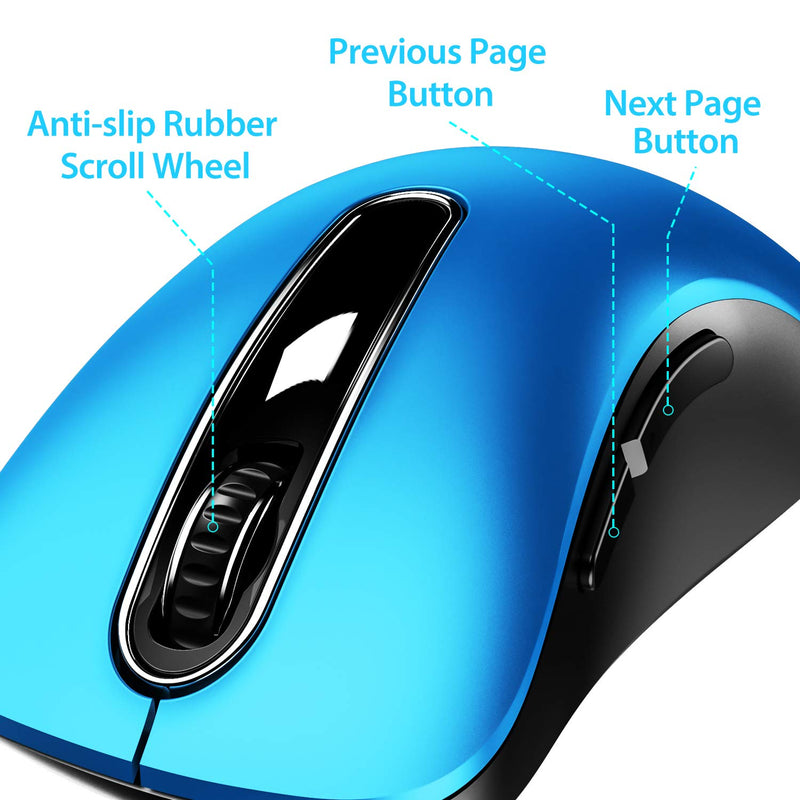 [Australia - AusPower] - memzuoix 2.4G Wireless Mouse, 1200 DPI Mobile Optical Cordless Mouse with USB Receiver, Portable Computer Mice Wireless Mouse for Laptop, PC, Desktop, MacBook, 5 Buttons, Blue 