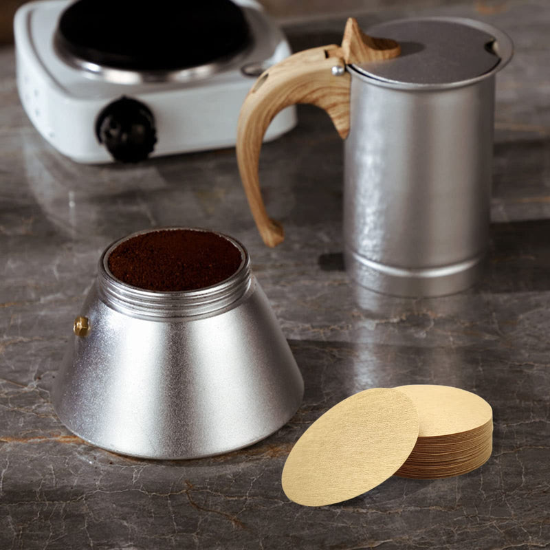 [Australia - AusPower] - BlingKingdom 300pcs 2.5" Unbleached Replacement Natural Paper Filters Round Coffee Filter Paper Compatible with Aerobie Aeropress Coffee and Espresso Makers Moka Pot Ice Drip Pot (Brown) 