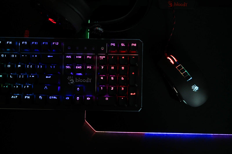 [Australia - AusPower] - Bloody Gaming RGB LED Gaming Mouse Pad Soft Cloth Surface – Low Friction Surface Ideal for Accuracy, Speed & Control - 10 RGB LED Zones - Waterproof - Non-Slip Rubber Base - Medium 14" X 10" - MP-60R 