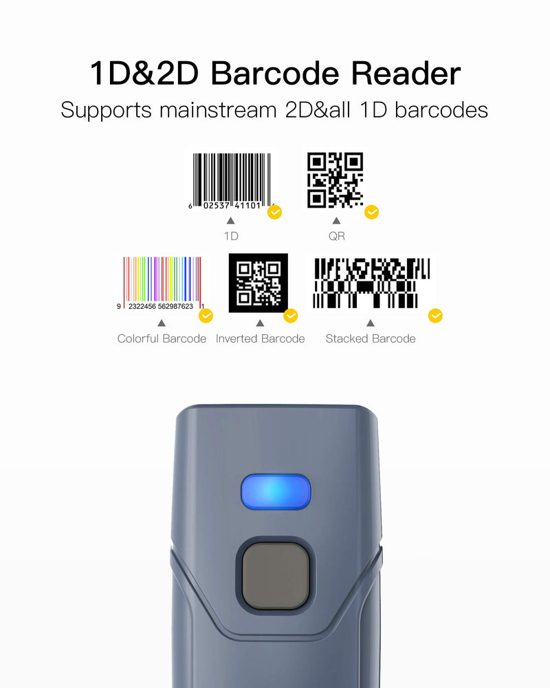 [Australia - AusPower] - Inateck Barcode Scanner 2D, Bluetooth Barcode Scanner, Bluetooth 5.0, Pocket Scanner, 30m Transmission Range, Read Barcodes on Screen, BCST-40 