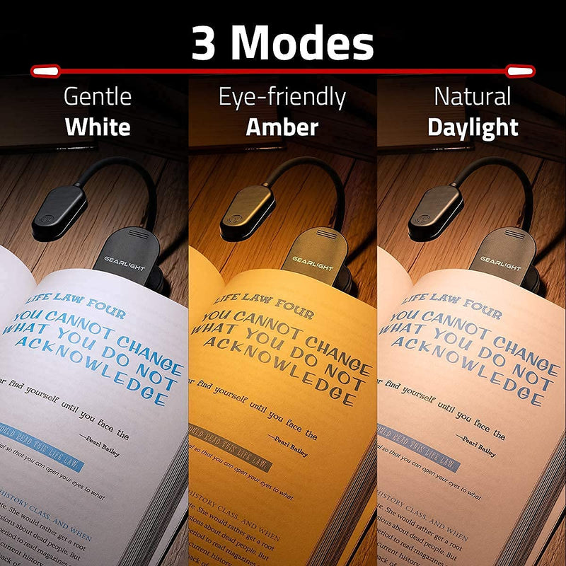 [Australia - AusPower] - GearLight NiteOwl Book Light for Reading in Bed - 2 Small, Rechargeable LED Clip on Lights with 3 Lamp Modes and 360-Degree Adjustable Neck to Read at Night﻿ 