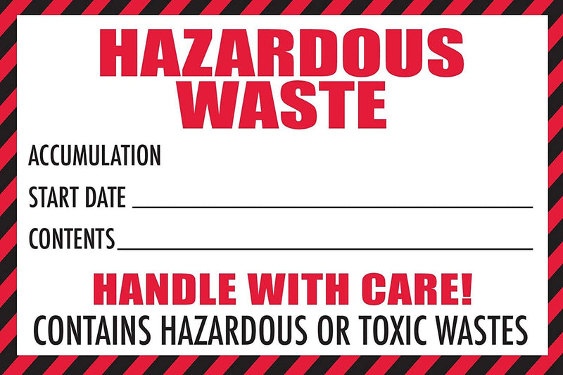 [Australia - AusPower] - Hazardous Waste Label with Handle with Care, 4"x6", 25 Pack, Red and White Label, Contains Hazardous Or Toxic Wastes Warning,Self-Adhesive 