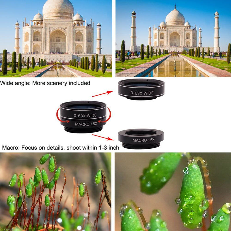 [Australia - AusPower] - Phone Camera Lens 11 in 1 Phone Lens Kit, Fisheye Lens/Wide Angle Lens & Macro Lens/Zoom Lens+CPL/Flow/Radial/Star/Soft Filter Compatible for iPhone 12 11 Xs Pro 8 Plus iPad Samsung Most of Smartphone 
