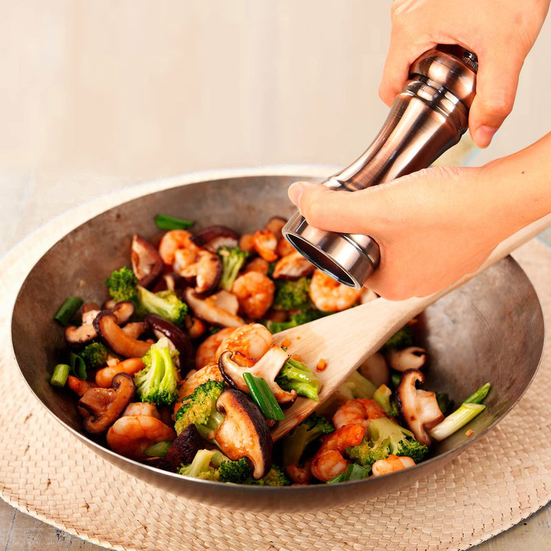 [Australia - AusPower] - Wood Pepper Grinder Pepper Mill,Adjustable Coarseness Wooden Pepper Mill with Spice Jar and Wood Tray Combo 