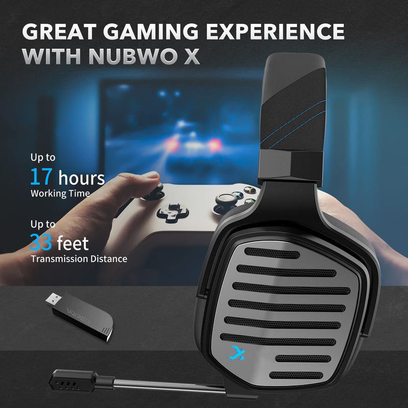 [Australia - AusPower] - NUBWO X Wireless Gaming Headset with Microphone for PS5, PS4, PC, Mac, Gamer Headphones wit Mic, 2.4GHz Wireless for Playstation Console, Wired Mode for Controller 