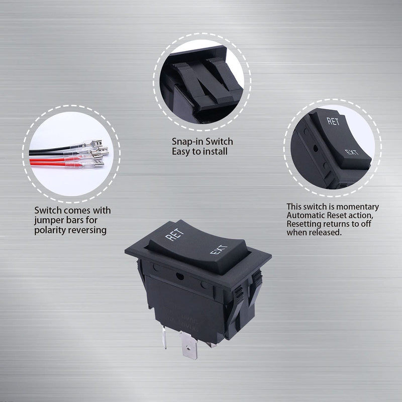 [Australia - AusPower] - weideer Jack Momentary Switch Reverse Polarity Rocker Switch DC Motor Control DPDT 4 Pin(ON)-Off-(ON) 20A 12V DC RV Switch with Wires for 5th Wheel Tongue Trailer KCD2-7-223-4P-X 4Pin Momentary 