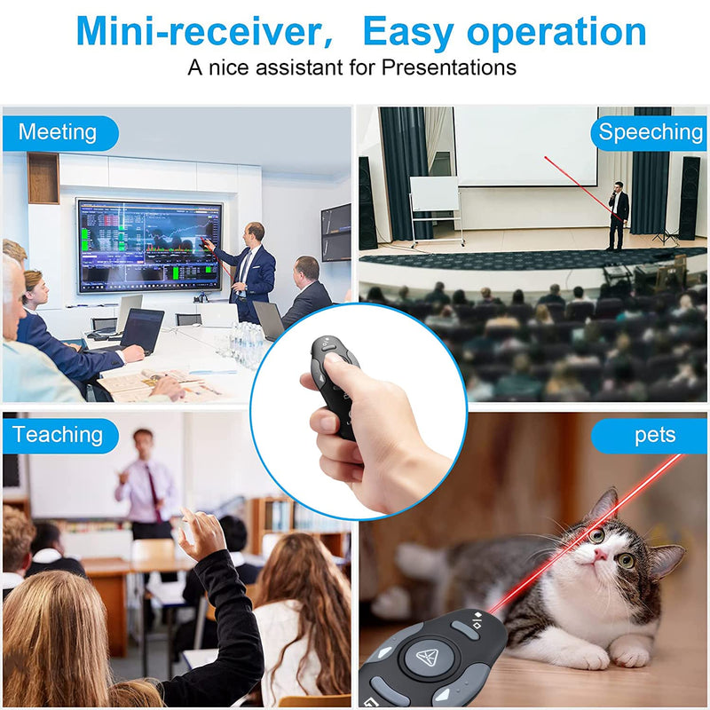 [Australia - AusPower] - Presentation Clicker Pointer,2.4GHz Wireless Presenter Remote Presenter Clicker for Slideshow PowerPoint Presentation Pointer for Mac, Keynote, Computer, Laptop (Battery Included) VP300 