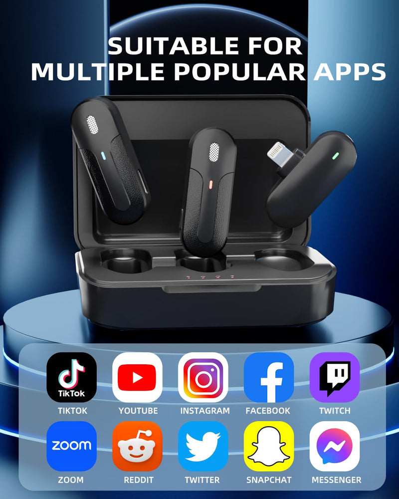 [Australia - AusPower] - BOSTIN M8 Wireless Lavalier Microphone for iPhone/iPad,DSP Noise Reduction, Plug-and-Play, 90ft Transmission Range, Ideal for TikTok, Zoom, YouTube, Video Shooting, Interviewing (iOS 1RX+2TX) IOS 1RX+2TX 