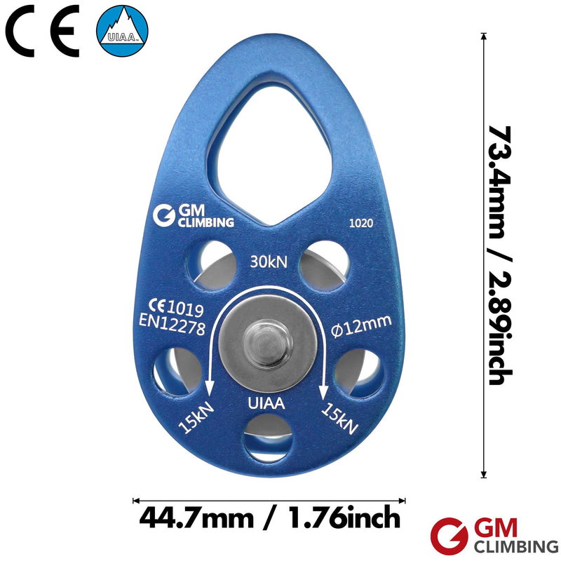 [Australia - AusPower] - GM CLIMBING UIAA Certified 30kN Swing Cheek Micro Pulley Ball Bearing CE General Purpose One unit 