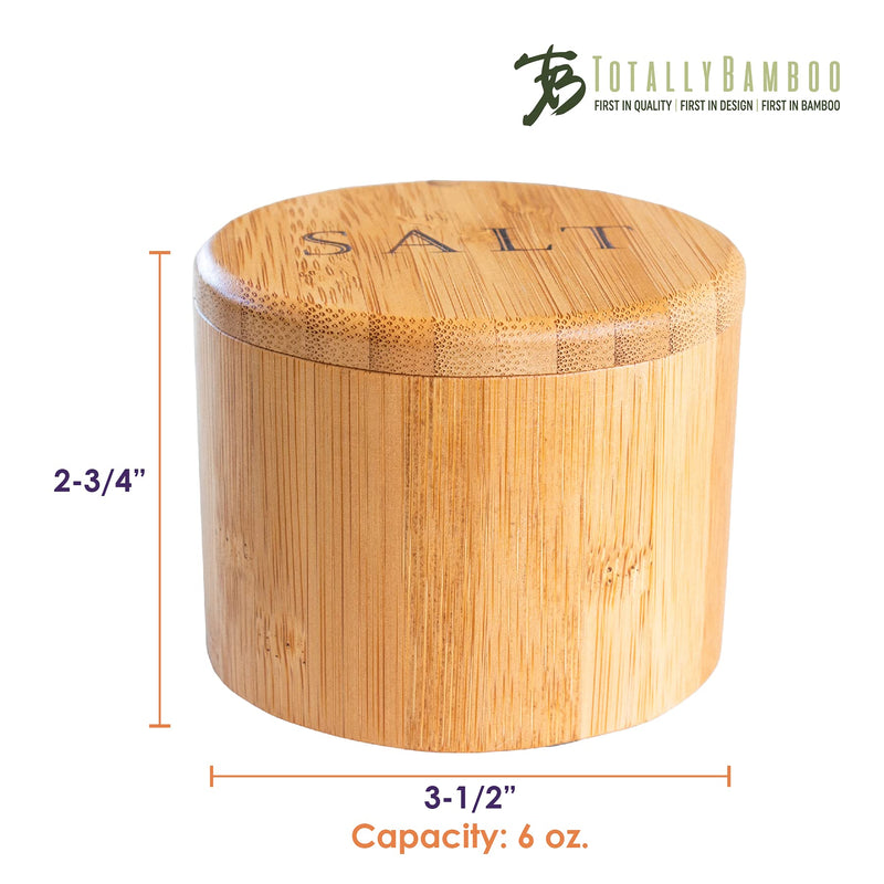 [Australia - AusPower] - Totally Bamboo Salt Cellar Bamboo Storage Box with Magnetic Swivel Lid, 6 Ounce Capacity, "Salt" Engraved on Lid 