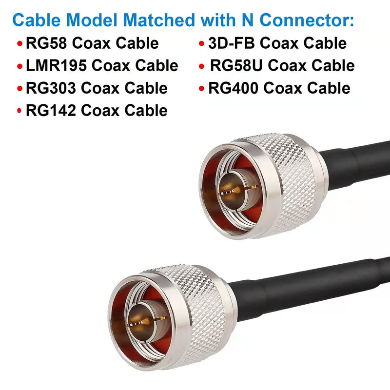 [Australia - AusPower] - MOOKEERF N Male Plug Crimp Coax Connector Adapter for RG58 LMR195 KSR195 RG400 3D-FB Cable (5 Pack) 