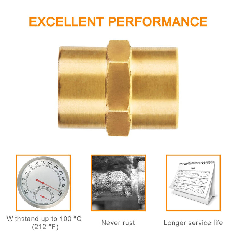 [Australia - AusPower] - Air Hose Fittings, SUNGATOR Brass Pipe Fitting, Coupling 1/4" x 1/4" NPT Female Pipe Air Fittings (12-Pack) 12 
