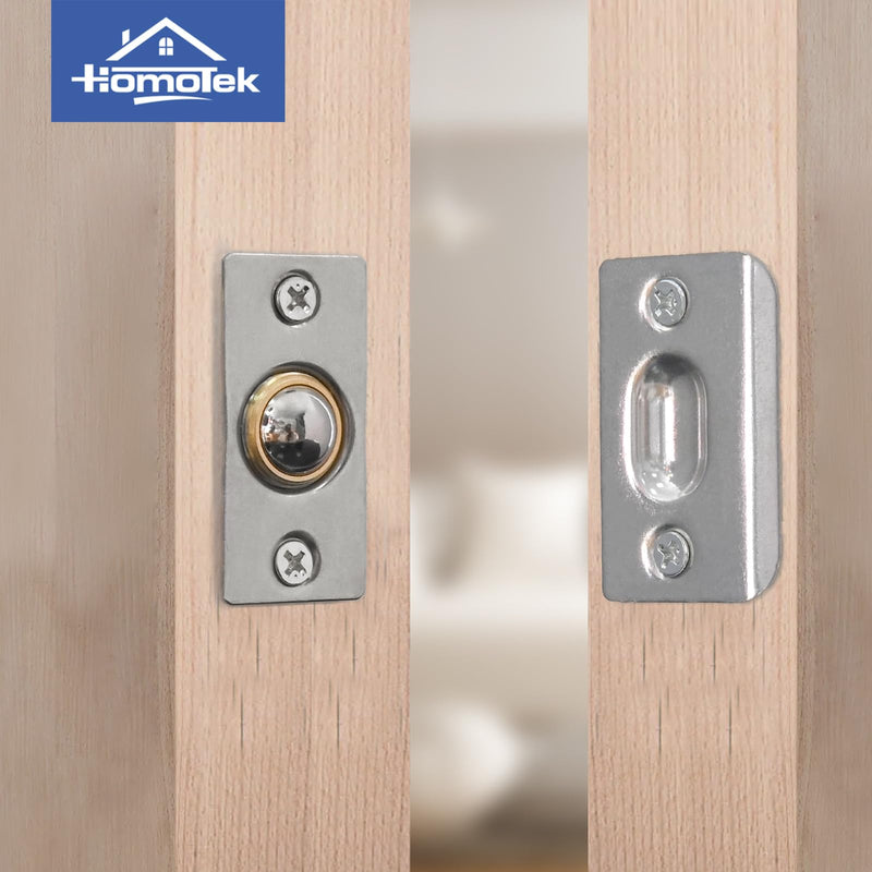 [Australia - AusPower] - HOMOTEK 2 Pack Closet Door Ball Spring Catch Replacement Drive in Ball Catch Adjustable French Door Hardware Door Ball Latch with Strike Plate, Satin Nickel 
