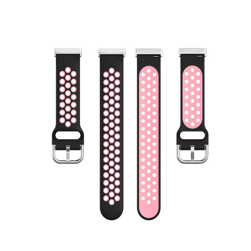 [Australia - AusPower] - BabyValley Band Compatible with Fitbit Versa 3/Sense Silicone Band+Metal Connector Breathable Bracelet Strap Smartwatch Accessories Band for Versa 3/Sense (Black+Pink) Black+Pink 