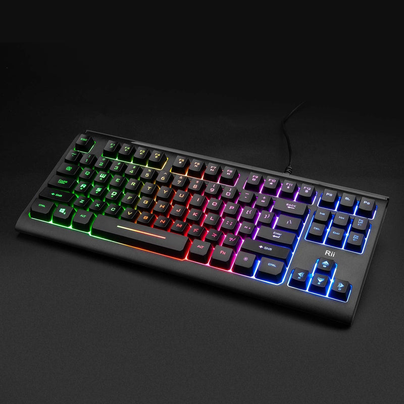 [Australia - AusPower] - Rii Primer RGB Compact Gaming Office Keyboard RK104,Backlight Keyboard,Small 87 Keys No Number Pad Keyboard for Windows PC Laptop Desktop 