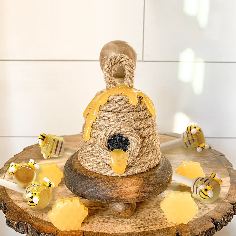 [Australia - AusPower] - 5 PCS Honey Dipper with Faux Honey Mini Bee Tiered Tray Decor Spring Summer Farmhouse Kitchen Display 