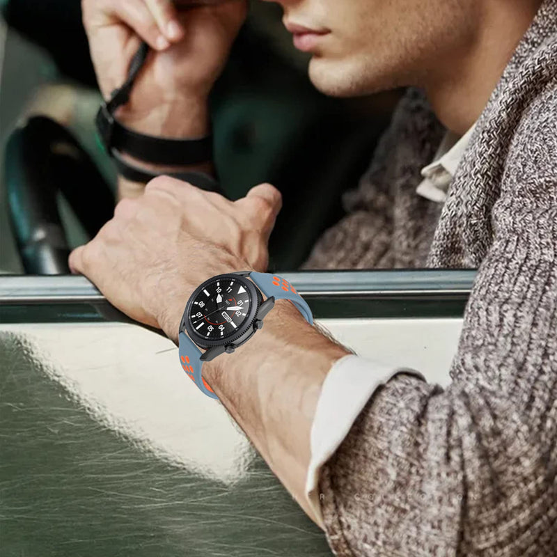 [Australia - AusPower] - Pakintu 22mm Soft Silicone Sport Strap Compatible with Samsung Galaxy Watch 46mm/Gear S3 Classic/Frontier/Galaxy Watch 3 45mm/Garmin Fenix 5/Fenix 6/Fenix 7/Forerunner 935/945/Vivoative 4 45mm/TicWatch Pro3/Pro/E2/S2/GTX for Men Women B6-Blue/Orange 