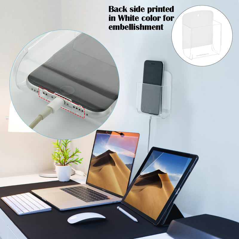 [Australia - AusPower] - Cosmos Pack of 2 Acrylic Remote Control Holder Adhesive Wall Mount Phone Holder Wall Mount Organizer Media Storage Box Phone Charging Storage Box for Home Office Living Room Bedroom (Transparent) Transparent Clear 