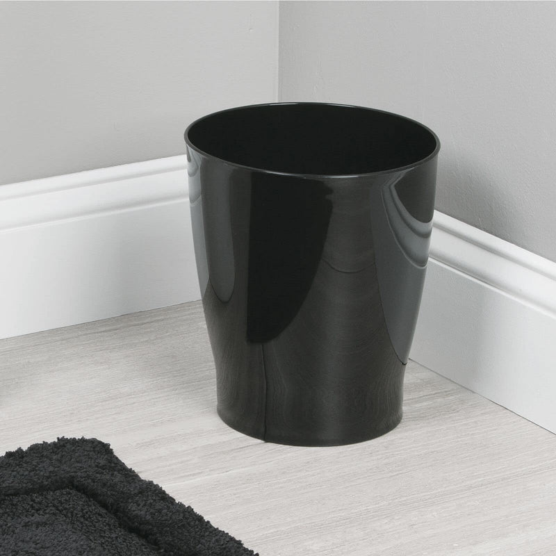 [Australia - AusPower] - mDesign Plastic Slim Round Small 1.25 Gallon Trash Can, Wastebasket, Garbage Container Bin for Bathroom, Bedroom, Kitchen, Home Office, and Kids Room Waste Use - Black 