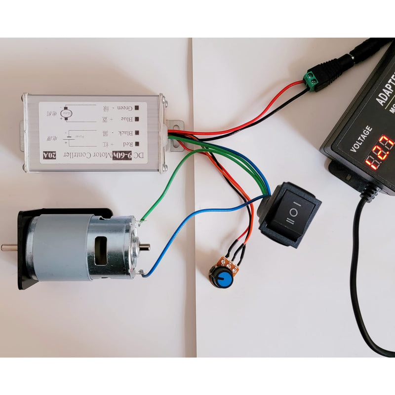 [Australia - AusPower] - DC Motor Speed Controller 20A 1200W Brush Motor Driver Controls DC 9V-60V 12V 24V 36V 48V 60V Motor Pulse Width Modulator Regulator PWM Monitor Dimmer Governor with Switch & Knob 