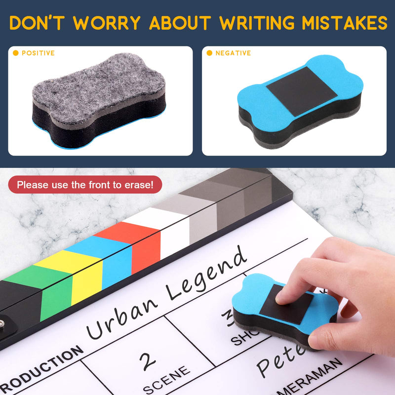[Australia - AusPower] - Hilitchi Film Movie Cut Action Board Acrylic Plastic Slate 25x30cm/10x12" Dry Erase Director's Film Clapboard with Color Sticks and with 5 Whiteboard Markers, 1 Eraser and 1 Wrench 