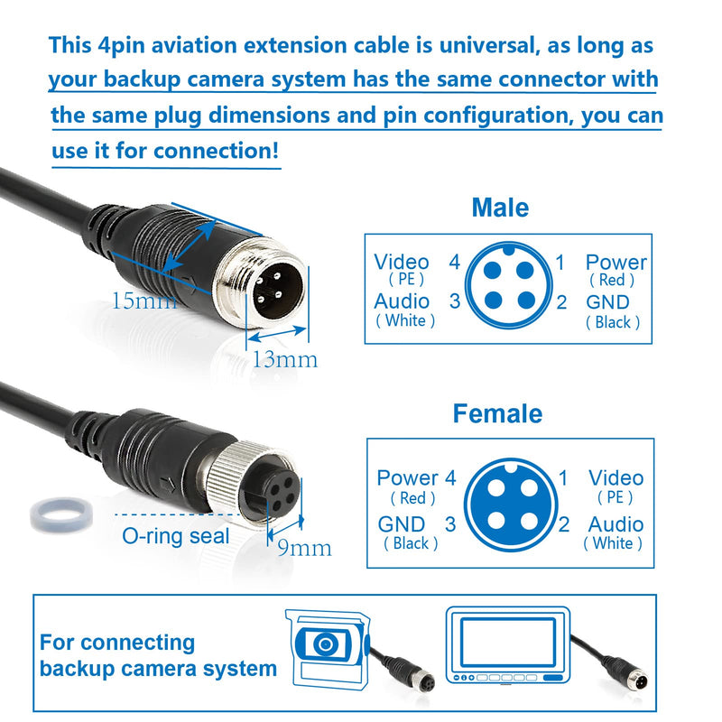 [Australia - AusPower] - 4 Pin Aviation Cable with Corrugation Tube Cover, 4 Pin Video Cable for Backup Camera,4 Pin Camera Extension Cable for Rear View Camera System RV Truck Trailer Bus Waterproof by INSEETECH (16ft/5m) 5m/16ft 