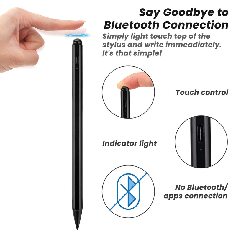 [Australia - AusPower] - 2021 Stylist Pen for New iPad 9th Genenration Pencil,1.5mm Fine Point Plastic Tip Pens Palm Rejection Compatible with Apple iPad 9th Gen 2021 Pencil for Drawing and Fashion Design,Black 