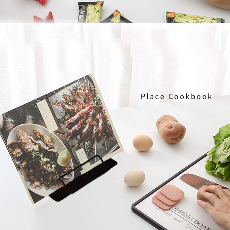[Australia - AusPower] - MSDADA Desk Book Stand Metal Reading Rest Book Holder Adjustable Cookbook Documents Holder Portable Sturdy Bookstands for Recipes Textbooks Tablet Music Books with Page Clips (Black) Black 