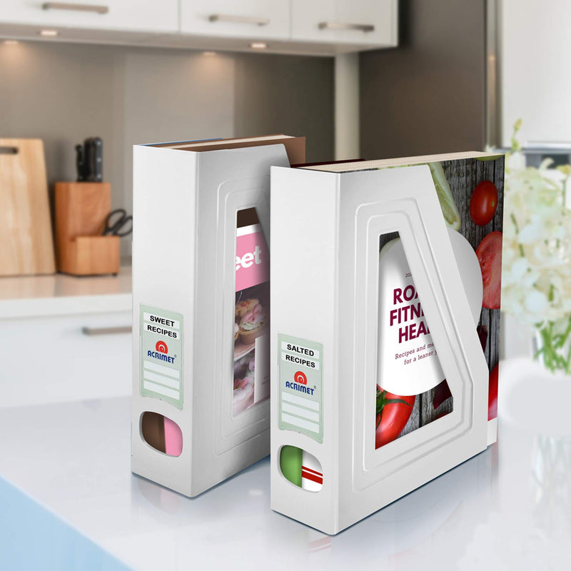 [Australia - AusPower] - Acrimet Magazine File Holder Rack Organizer (Plastic) (White Color) (2 Pack) 