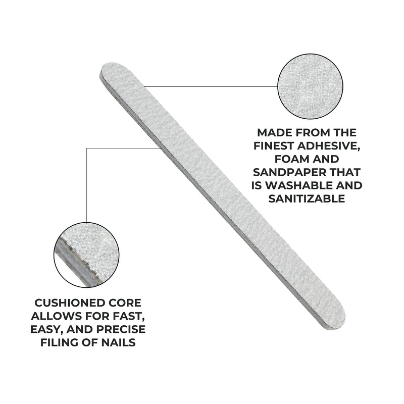 [Australia - AusPower] - ForPro Zebra Foam Board, 100/180 Grit, Double-Sided Manicure Nail File, 7” L x .75” W 50-Count 