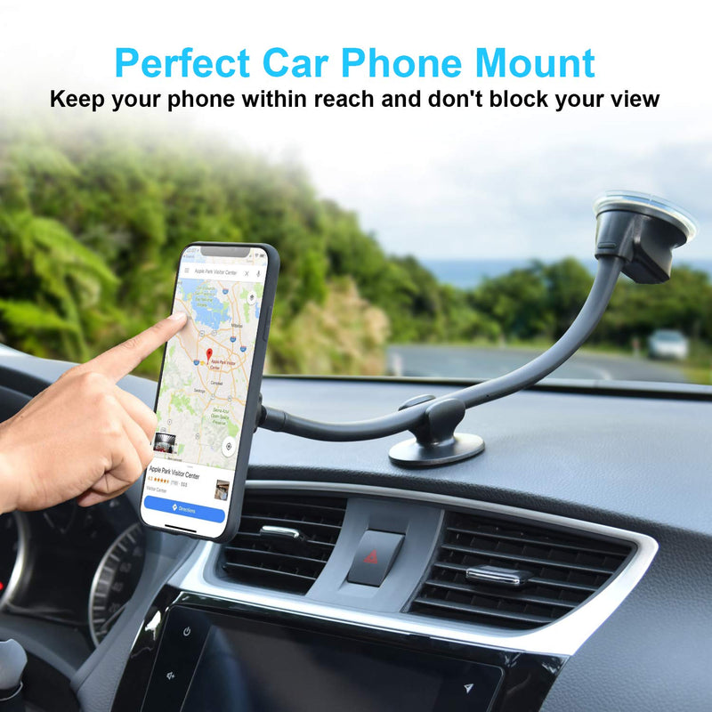 [Australia - AusPower] - Magnetic Truck Car Phone Mount with 13-inch Flexible Long Arm, Anti-Shake Cell Phone Holder for Truck, 360 Rotation Windshield Dashboard Strong Suction Car Mount for iPhone 12 11 XS X Samsung Galaxy 