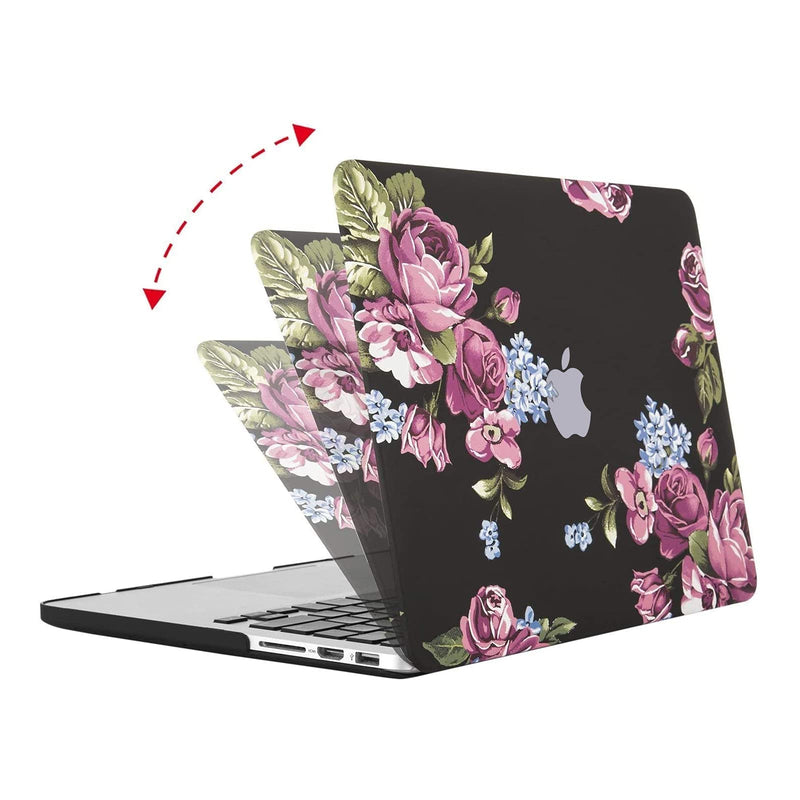 [Australia - AusPower] - MOSISO Compatible with MacBook Pro 13 inch Case 2015 2014 2013 end 2012 A1502 A1425 with Retina Display, Protective Plastic Pattern Hard Shell Case & Keyboard Cover & Screen Protector, Purple Peony 