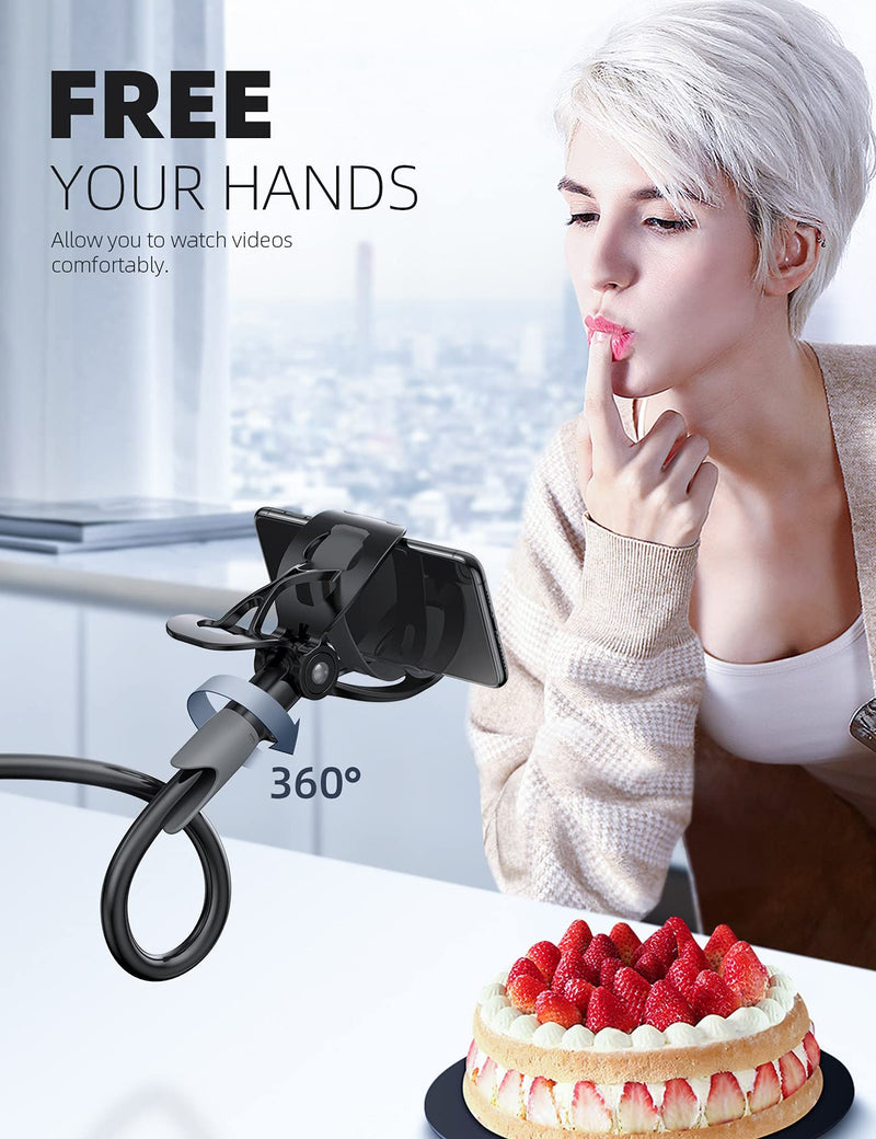 [Australia - AusPower] - Phone Holder Bed Gooseneck Mount - Lamicall Cell Phone Clamp Clip for Desk, Flexible Lazy Long Arm Headboard Bedside, Overhead Mount Stand, Compatible with Phone 12 Mini 11 Pro Xs Max XR X 8 7 6 Plus Black 