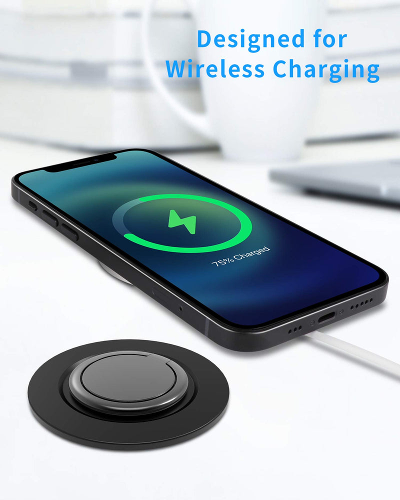 [Australia - AusPower] - SUPERONE Mag Safe Ring Holder Removable, Wireless Charging Compatible with iPhone 13/13 Pro/13 Pro Max/12 Mini/12/12 Pro/12 Pro Max/12 Mini and Magnetic Cases [Phone Ring Holder Included] Black 