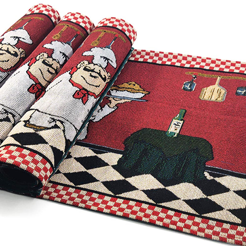 [Australia - AusPower] - Riverbyland Fabric Linen Placemats Funny Chef for Dining Table 4 PCS 