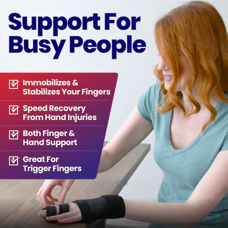 [Australia - AusPower] - Trigger Finger Splint Finger Brace – Supports Two or Three Fingers. Help Broken Fingers Hand Contractures, Arthritis, Tendonitis, Mallet Fingers or Hand Splint for Metacarpal Fractures (Right - S/Med) Small/Medium (Pack of 1) Right 