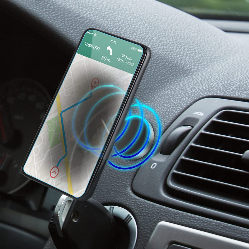 [Australia - AusPower] - 4 Pieces Magnetic Phone Car Mount Flat Cell Phone Holder Universal Stick on Flat Magnetic Car Mount for Car Dashboard Wall Windshield Table Mirror, Black and Silver 