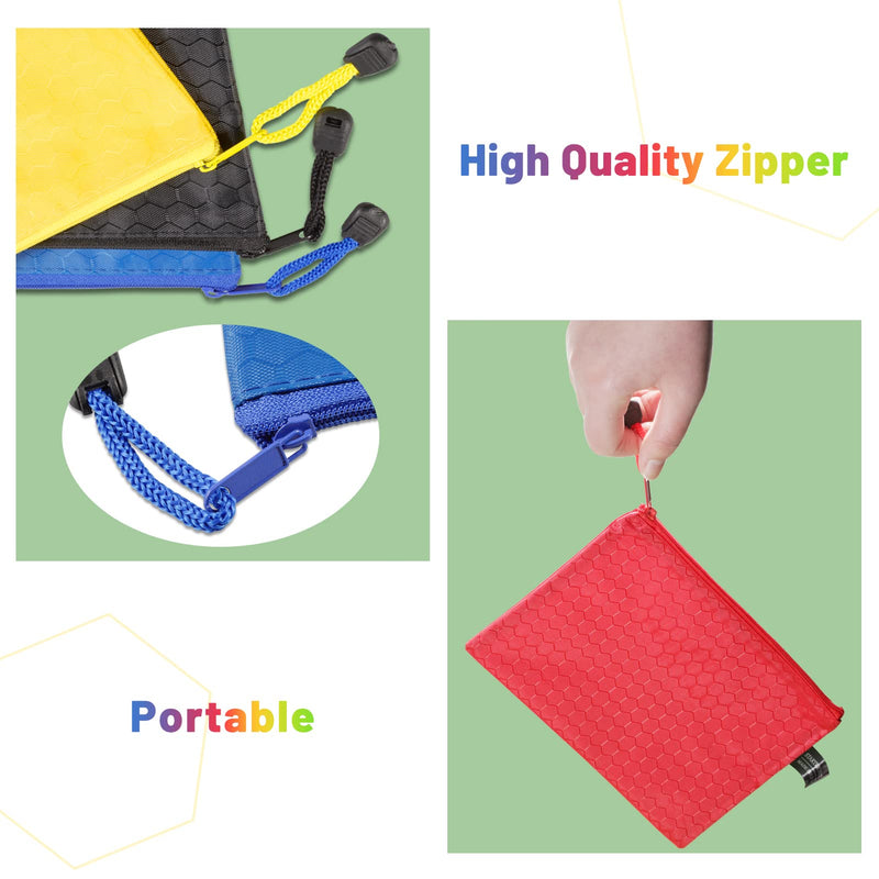 [Australia - AusPower] - SPEEDWOX 10 Pcs Waterproof Zipper File Bags 600D Oxford Football Pattern Storage Pouch for Office Filing Documents Cosmetics Stationery Offices Supplies Travel Accessories Pouch, 5 Colors 