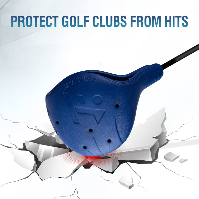 [Australia - AusPower] - Golf Club Covers, 4pcs or 1pc EVA Plastic Golf Head Covers for Driver Fairway Woods Hybrid, Driver Headcover with Pins, Fit All Right-Handed Golf Clubs, Easy On Off, Washable, Funny BLUE #1 