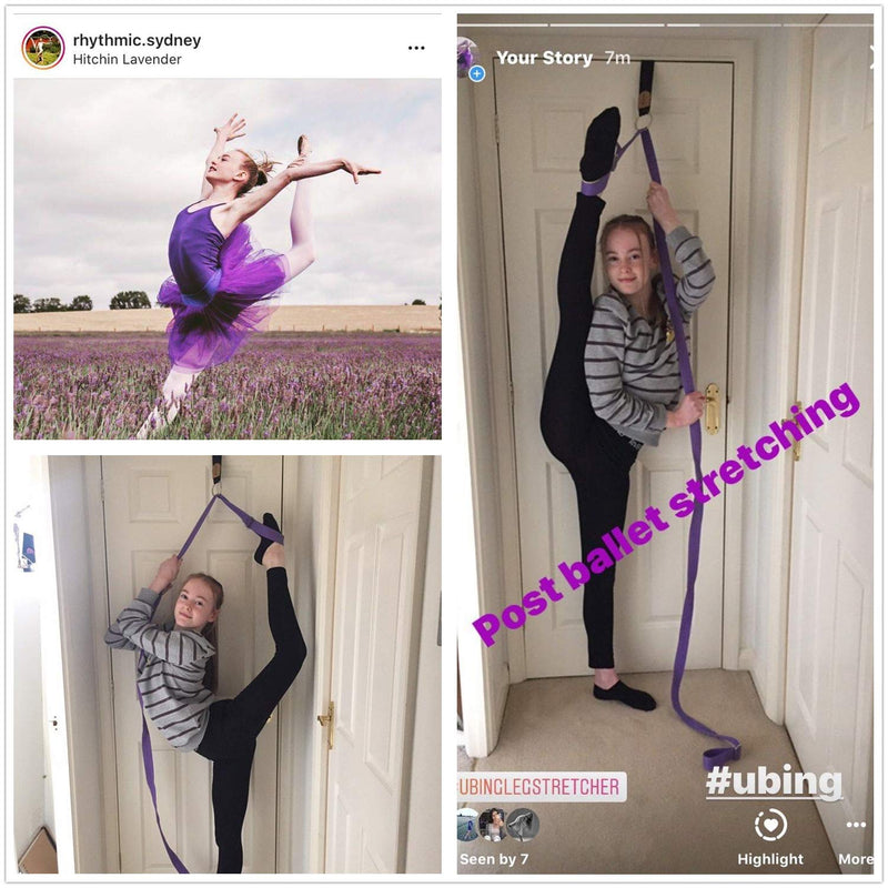[Australia - AusPower] - UBING Leg Stretcher, Door Flexibility Trainer, Over The Door Strech Strap for Flexibility, Splits Trainer for Dance Ballet Cheer Gymnastics Taekwondo Stretching Black 