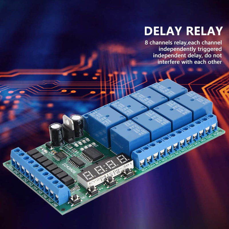 [Australia - AusPower] - Multifunction Time Relay, DC 12V 8CH LED Multifunction Digital Delay Time Cycle Timing Relay Switch Module 