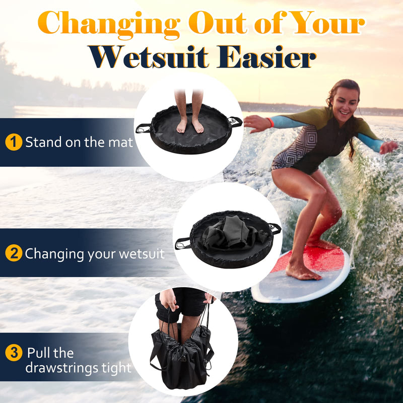 [Australia - AusPower] - Wetsuit Change Mat, Beach Changing Surf Storage Bag with Shoulder and Handle Strap for Swimming Diving Surfing and Outdoors Sports Accessories Black 
