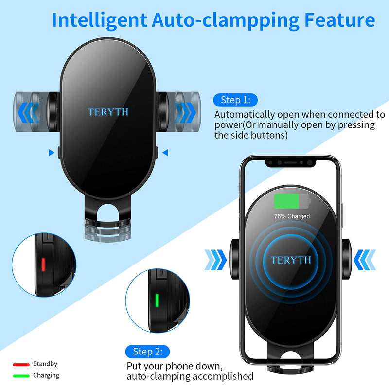 [Australia - AusPower] - Wireless Car Charger, 15W/10W/7.5W Qi Car Charger, Auto-Clamping Wireless Car Charger for iPhone 12/12 Pro/SE/11/11 Pro/11 Pro Max/XS Max, Galaxy S21/S20/S10/S9/S8 and All Plus/Note10 
